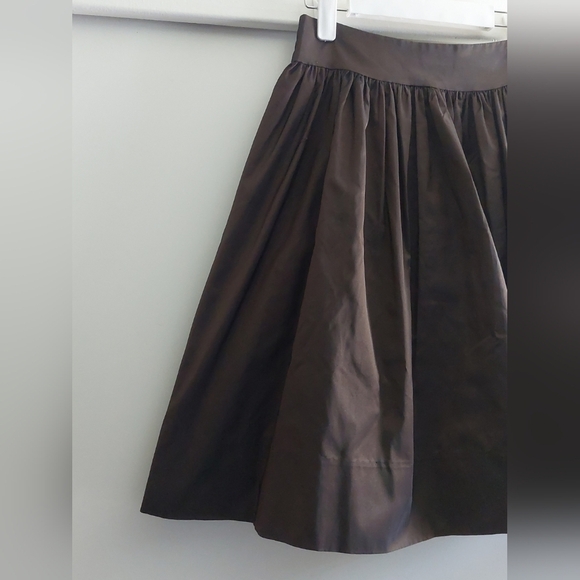Trina Turk Silk Blend Chocolate Brown Satin Knee Length Skirt Sz 6 - Picture 2 of 10